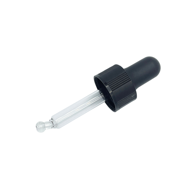 18/410 20/410 Tropfkappe aus geripptem schwarzem Kunststoff f&uuml;r &auml;therische &Ouml;le aus Glas
